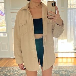 Joie Beige Button Up Fleece Shacket